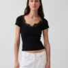 Modern Lace-Trim Crop Top