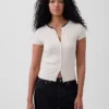 Modern Rib Button-Front Crew T-Shirt