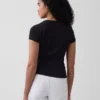 Modern Rib Button-Front Crew T-Shirt