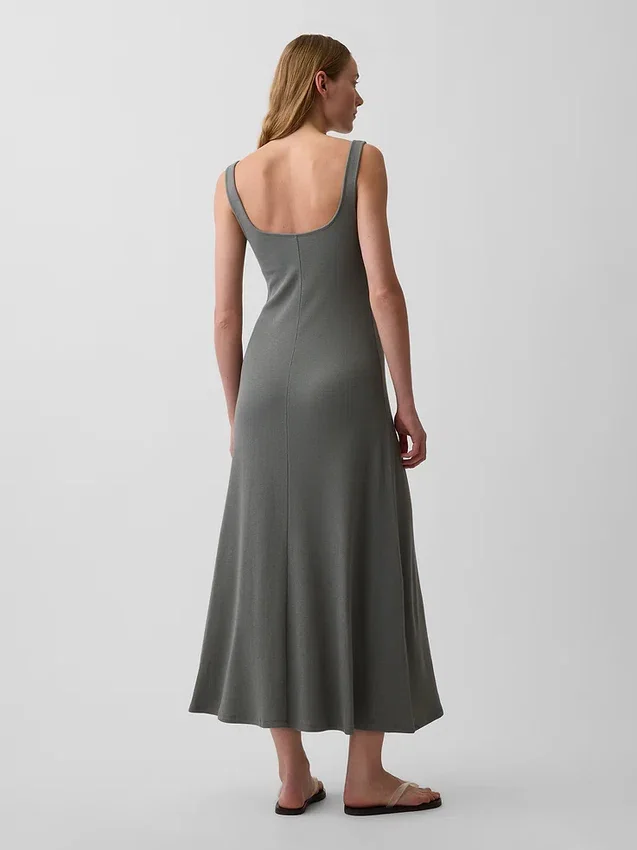 Modern Rib Square-Neck Maxi Dress