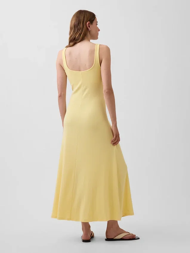 Modern Rib Square-Neck Maxi Dress