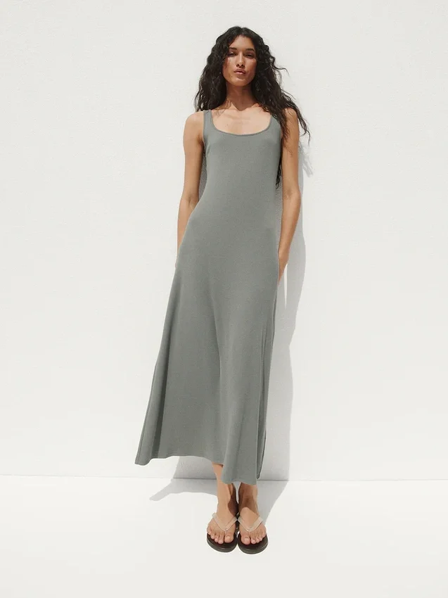 Modern Rib Square-Neck Maxi Dress
