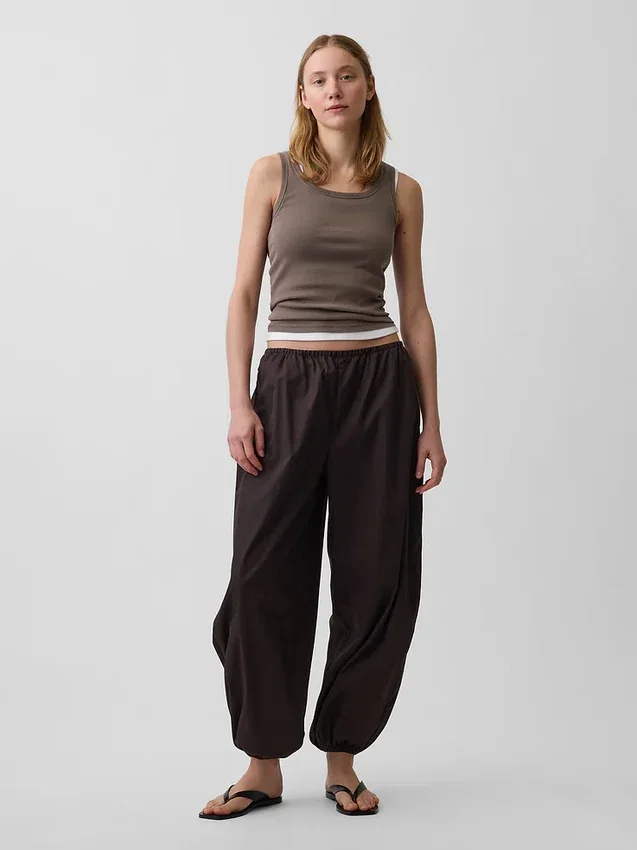 Organic Cotton Poplin Easy Baggy Joggers