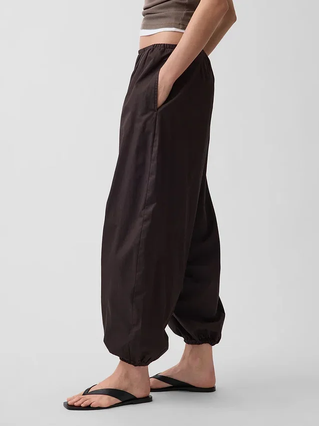 Organic Cotton Poplin Easy Baggy Joggers