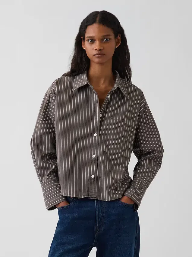 Organic Cotton Poplin Oversized Crop Shirt