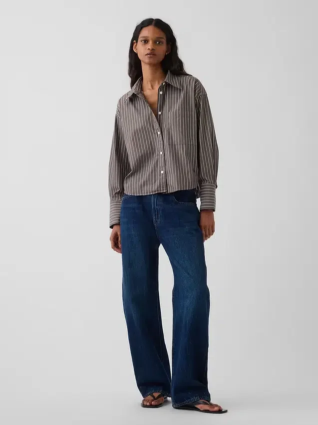 Organic Cotton Poplin Oversized Crop Shirt