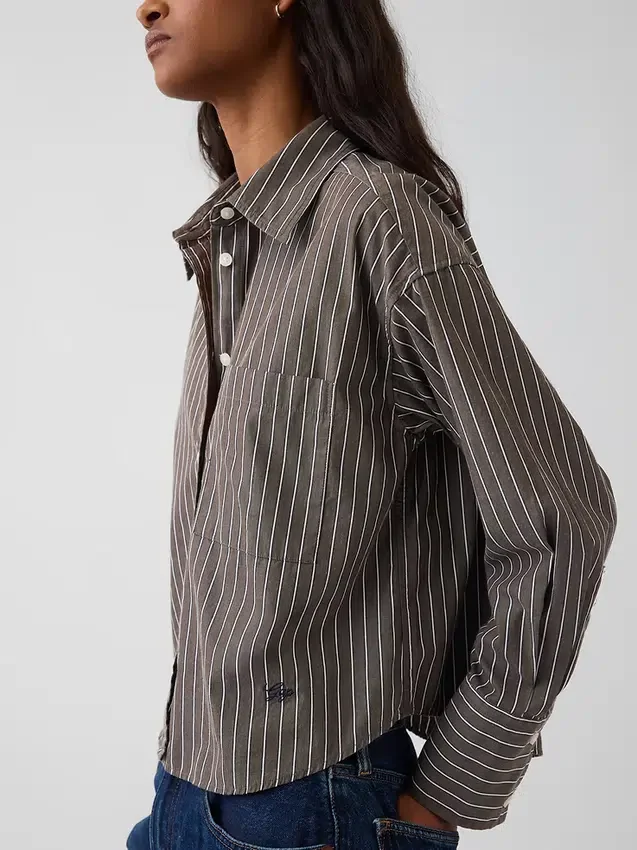 Organic Cotton Poplin Oversized Crop Shirt