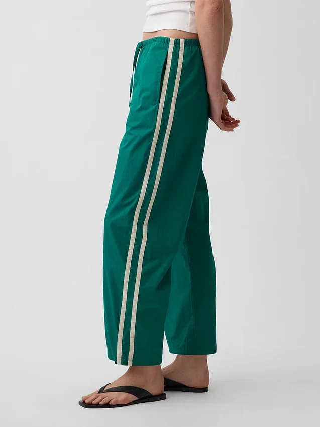 Organic Cotton Poplin Relaxed Easy Stripe Pants