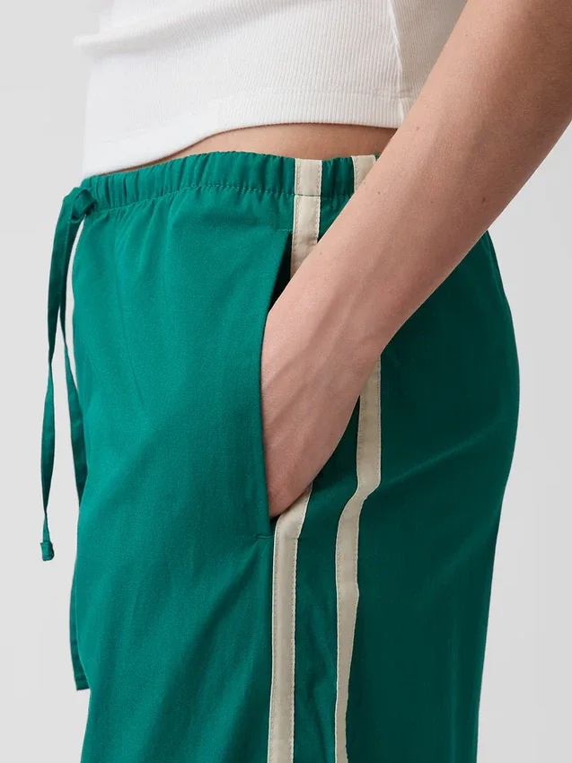 Organic Cotton Poplin Relaxed Easy Stripe Pants