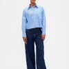Organic Cotton Straight-Hem Crop Shirt