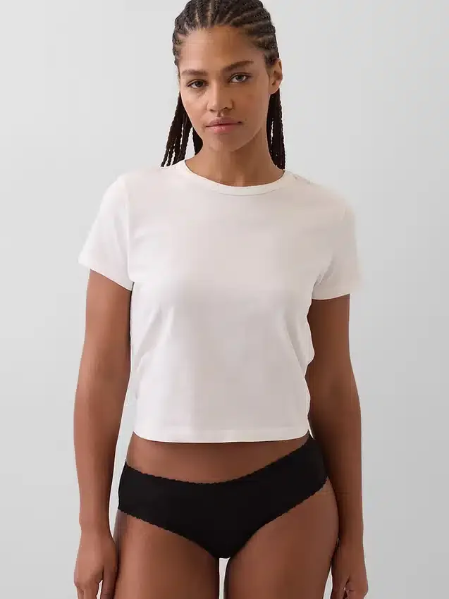 Organic Stretch Cotton Lace-Trim Hipster
