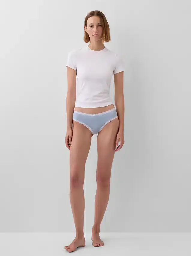 Organic Stretch Cotton Lace-Trim Hipster