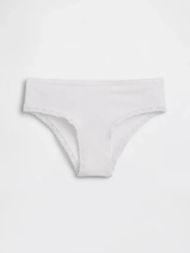 Organic Stretch Cotton Lace-Trim Hipster