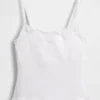Organic Stretch Cotton Lace-Trim Shelf-Bra Cami
