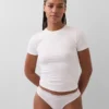 Organic Stretch Cotton Lace-Trim Thong