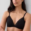Organic Stretch Cotton Lace-Trim Triangle Bra