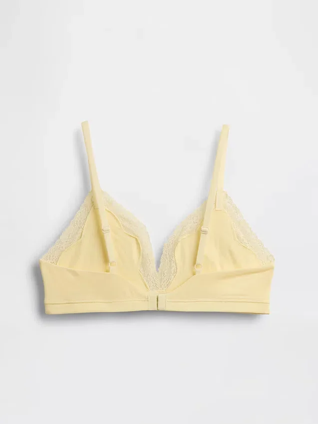 Organic Stretch Cotton Lace-Trim Triangle Bra