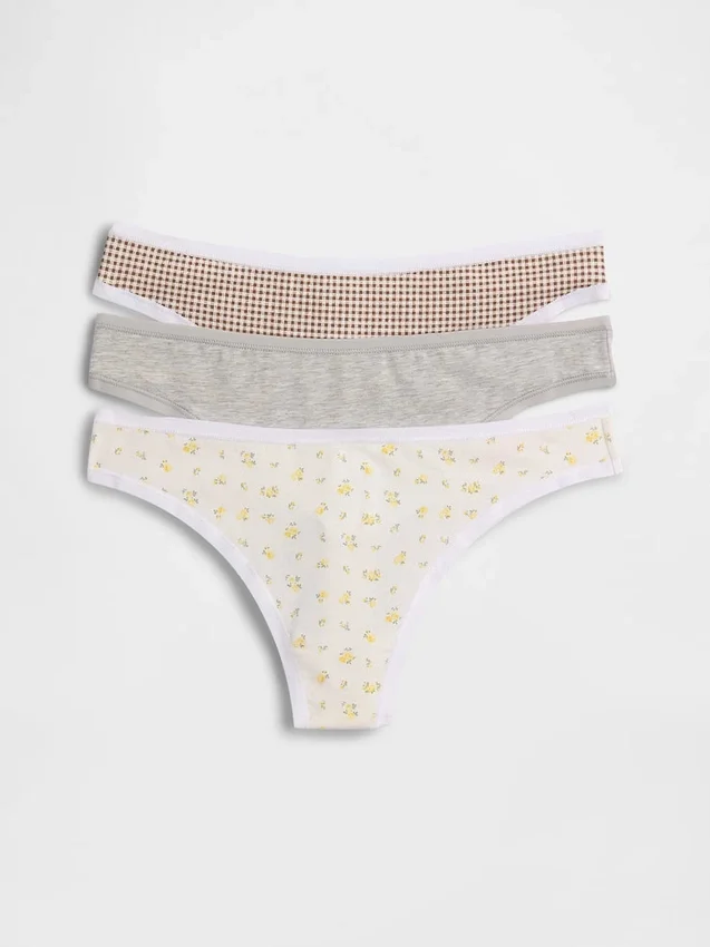 Organic Stretch Cotton Thong (3-Pack)