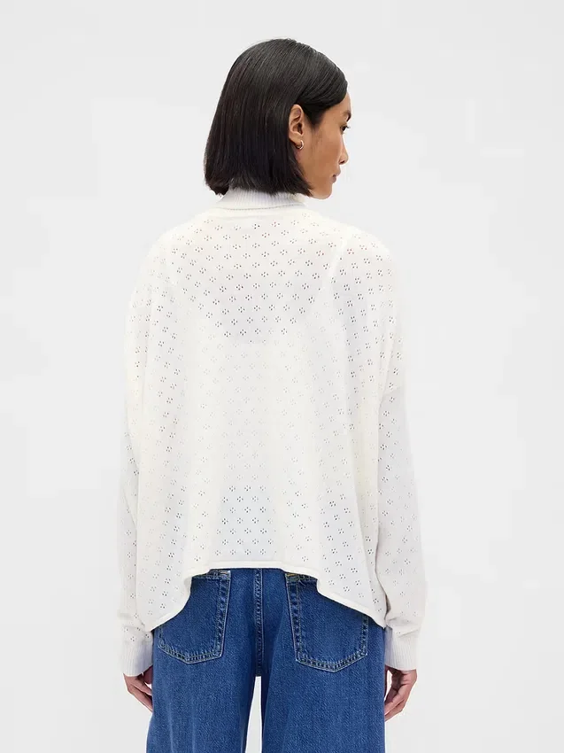 Oversized Pointelle Turtleneck