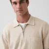 Oversized Quarter-Zip Pocket Polo Sweater