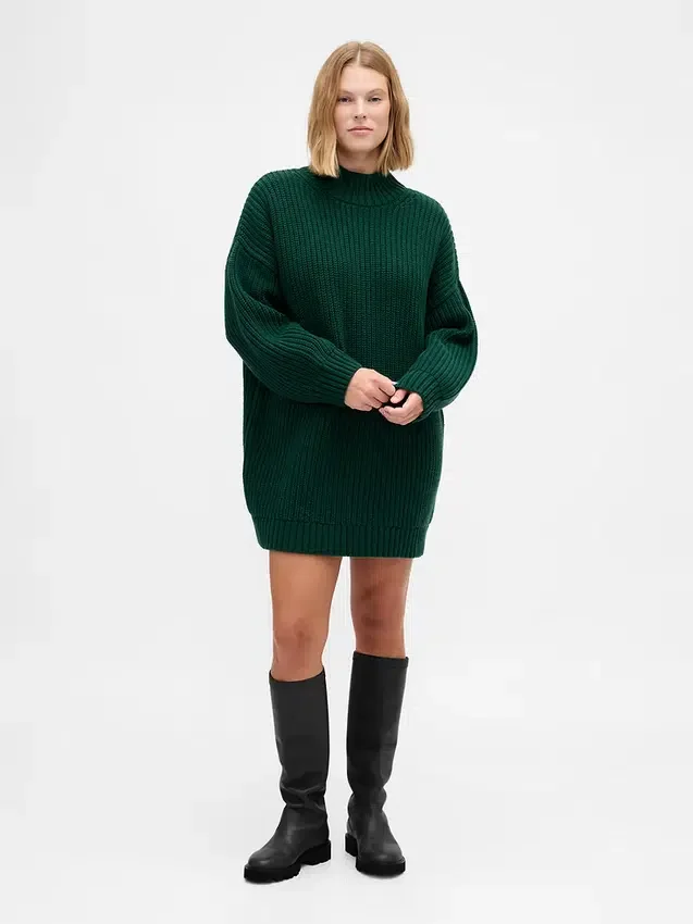 Oversized Turtleneck Mini Sweater Dress