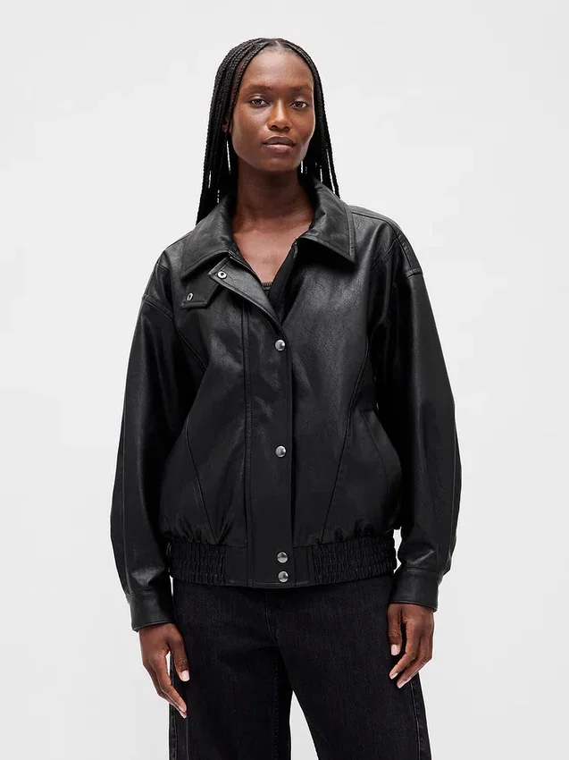 Oversized Vegan Leather Jacket