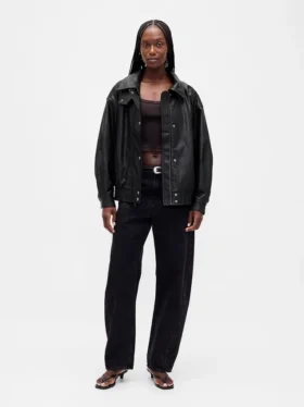 Oversized Vegan Leather Jacket