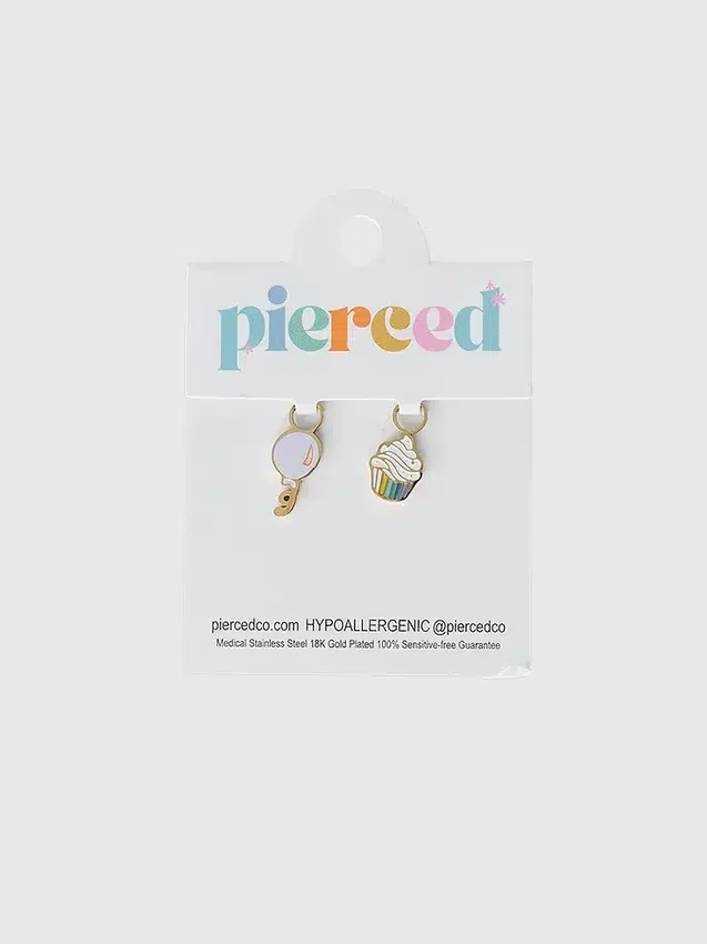 Pierced Co Birthday Party Charm for Huggie Earrings