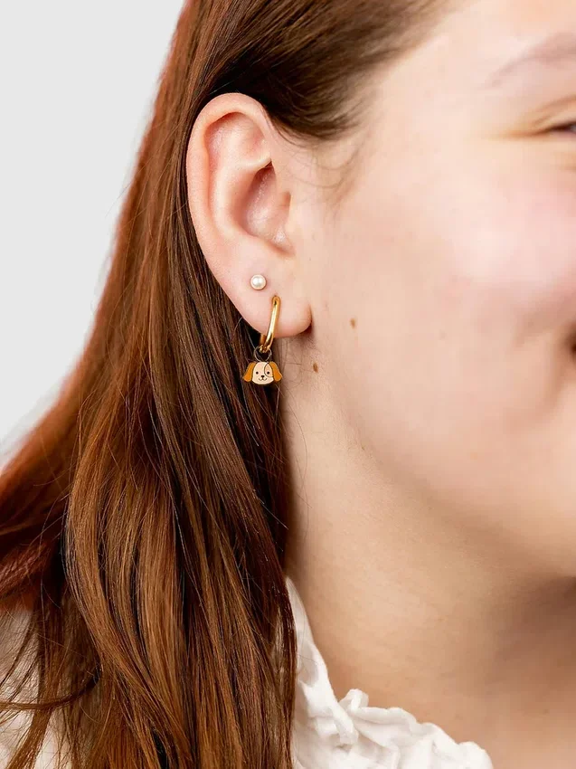 Pierced Co Dog Charms for Huggie Earrings