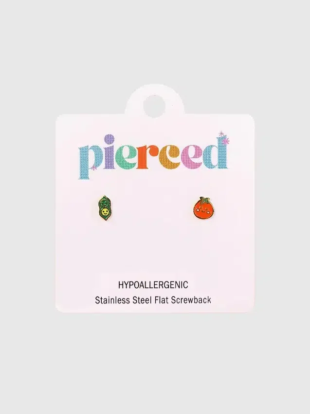 Pierced Co Pea Pod / Tomato Screwback Earrings