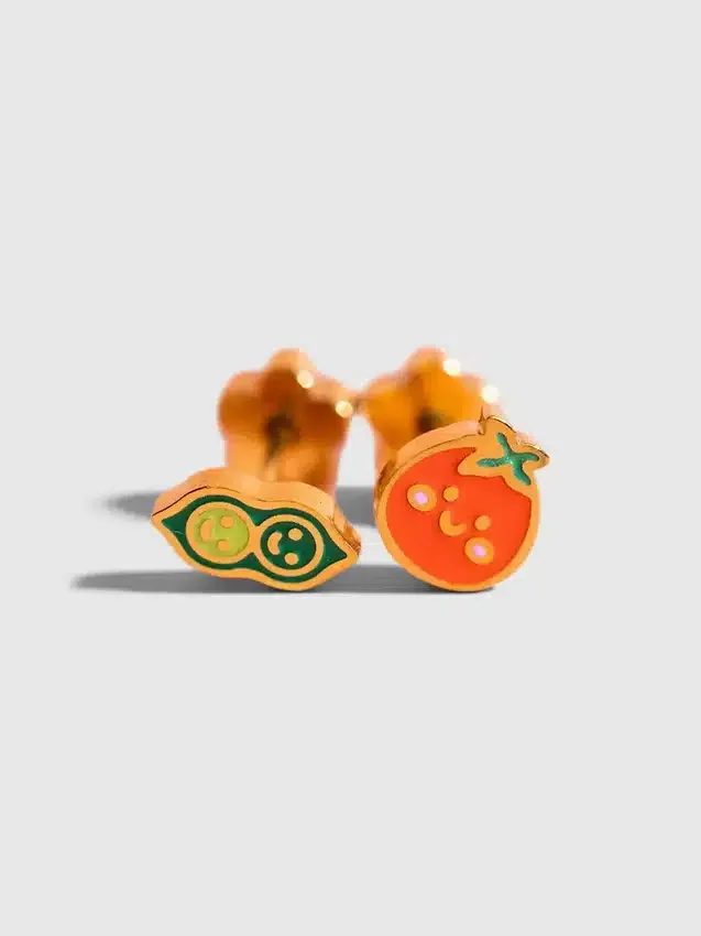 Pierced Co Pea Pod / Tomato Screwback Earrings