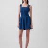 Pintuck Drop-Waist Mini Dress