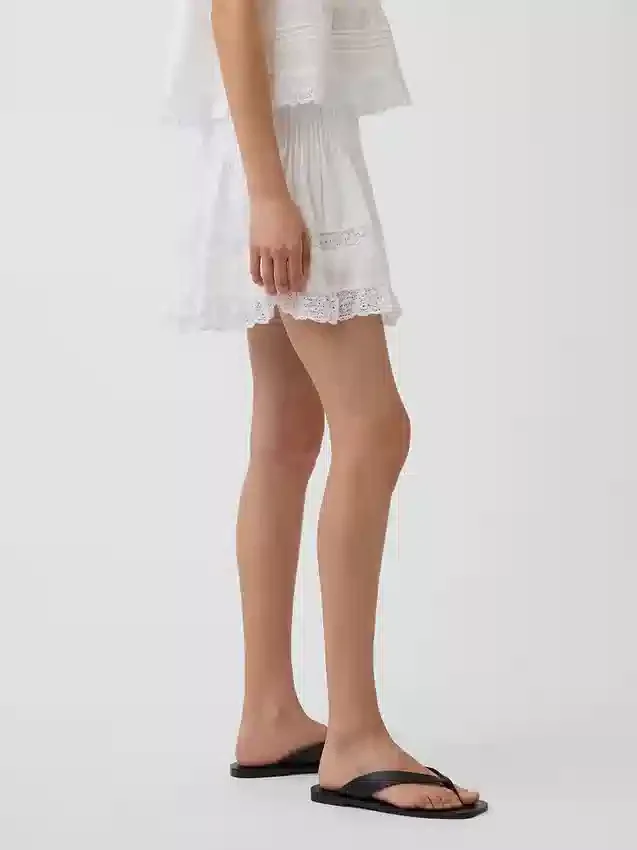 Pintuck Lace-Trim Easy Mini Skort