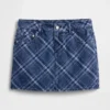 Plaid Denim Mini Skirt
