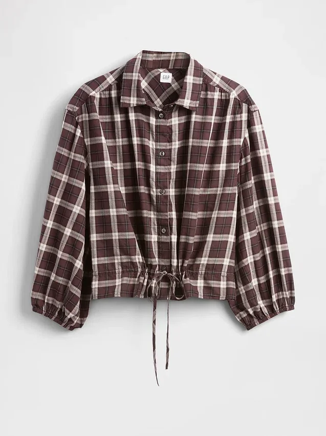 Plaid Tie-Waist Top