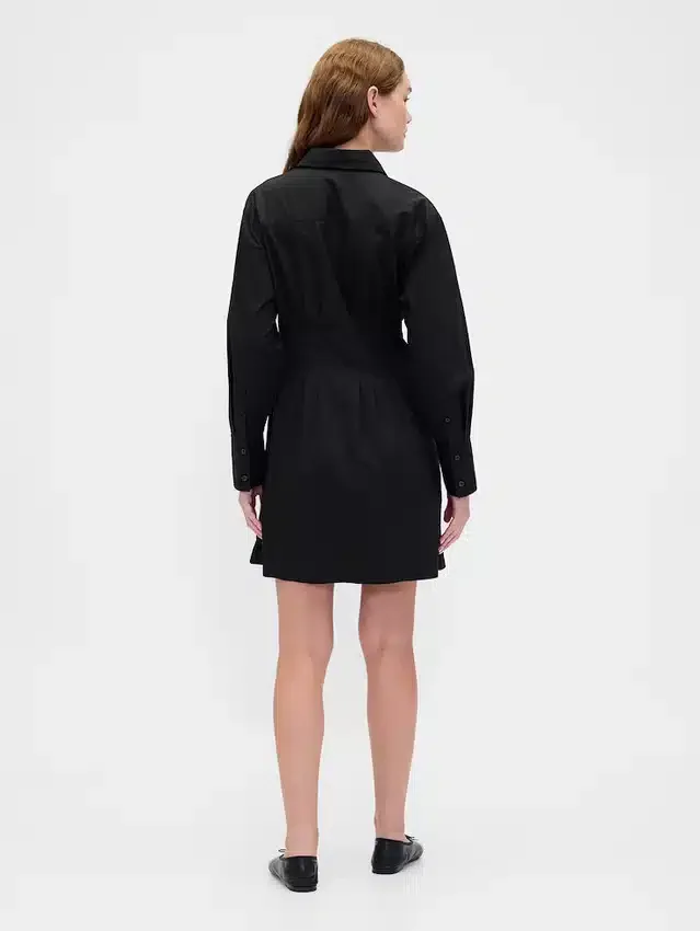 Pleated Mini Shirtdress