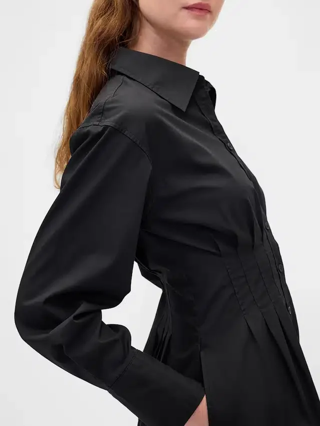 Pleated Mini Shirtdress