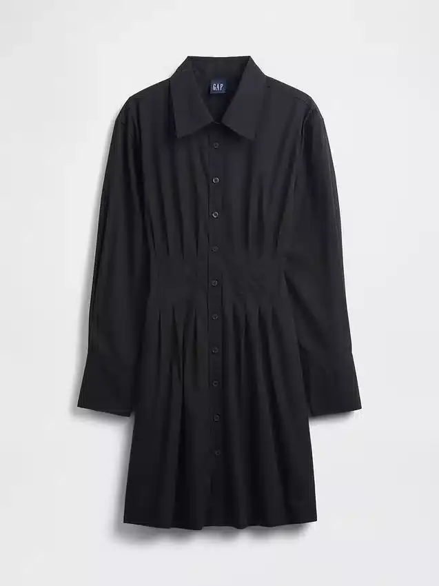 Pleated Mini Shirtdress
