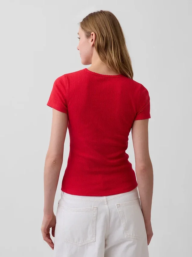 Pointelle Crewneck T-Shirt