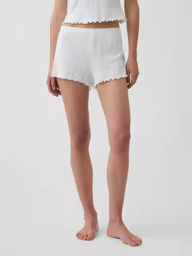 Pointelle Lettuce-Hem Pj Shorts