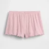 Pointelle Lettuce-Hem Pj Shorts