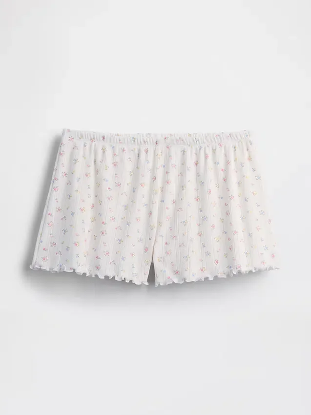 Pointelle Lettuce-Hem Pj Shorts