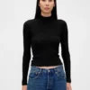 Pointelle Rib Crop Turtleneck