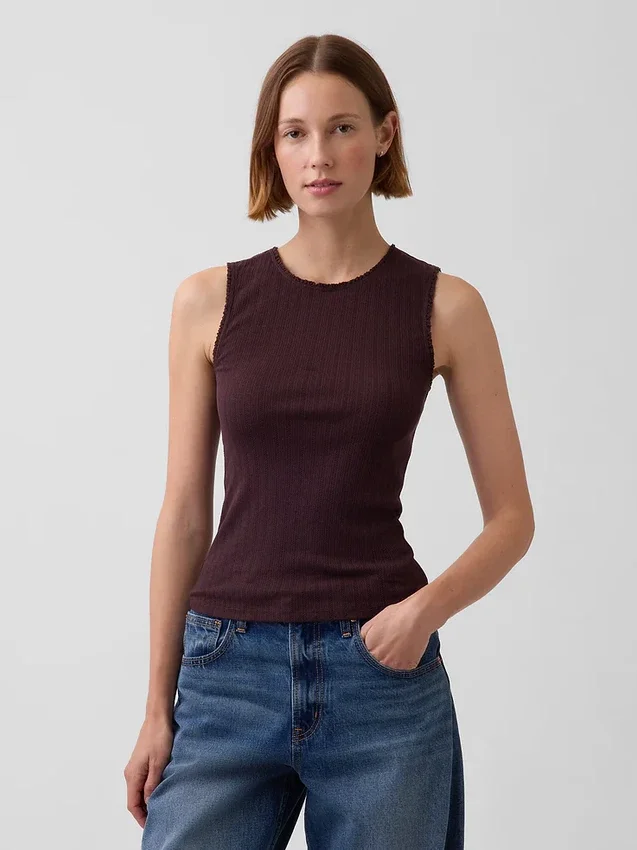 Pointelle Shell Tank Top