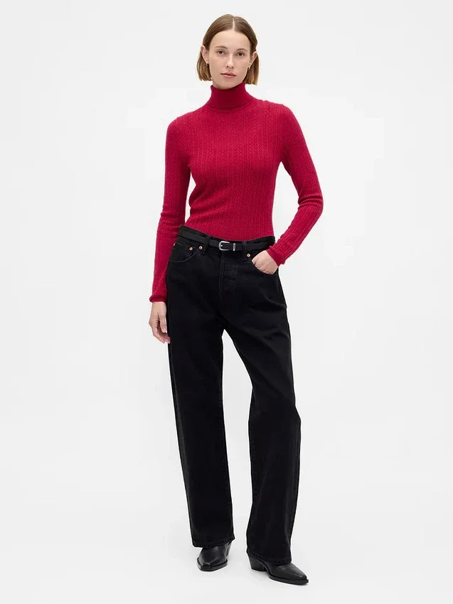 Pointelle Turtleneck Sweater