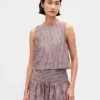 Poplin Boatneck Shell Tank Top