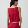 Poplin Boatneck Shell Tank Top