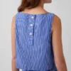 Poplin Boatneck Shell Tank Top