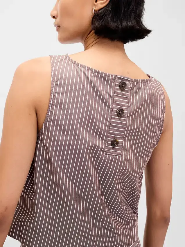 Poplin Boatneck Shell Tank Top