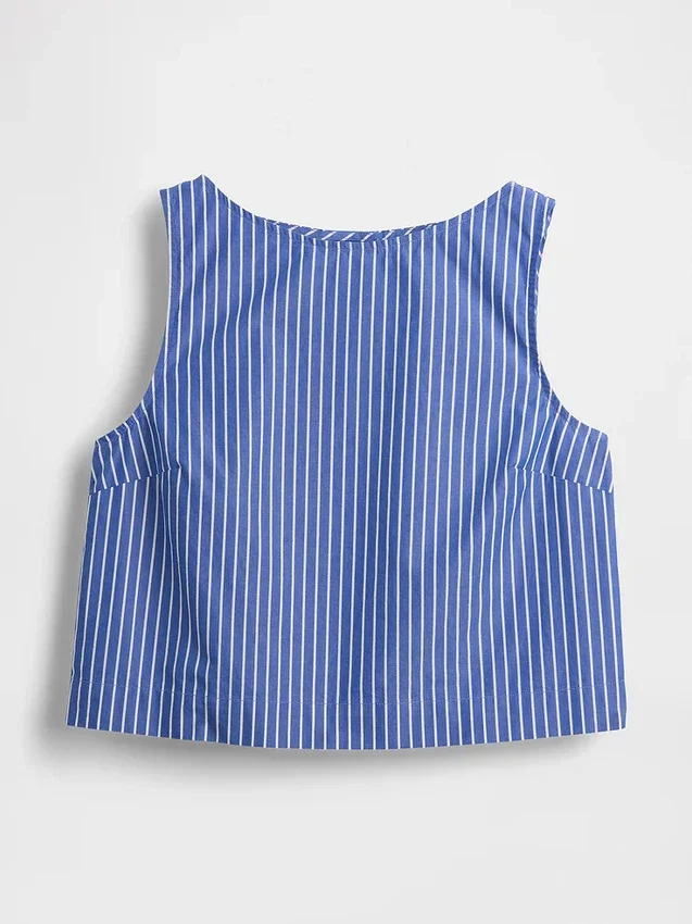 Poplin Boatneck Shell Tank Top